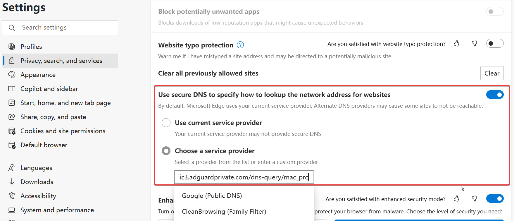 浏览器配置示例